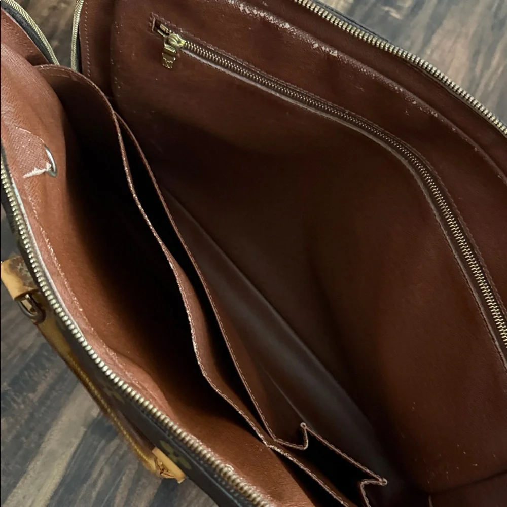 Louis Vuitton Monogram Canvas Briefcase with Tan Leather Trim